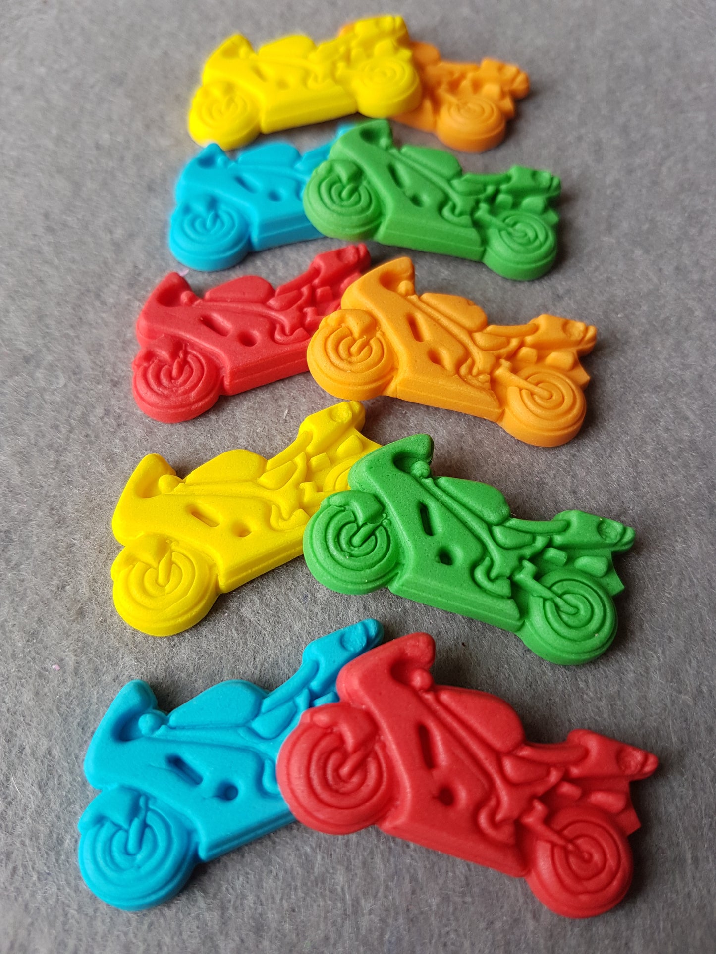 Motorbikes Colourful 10pcs Edible Cake Decorations