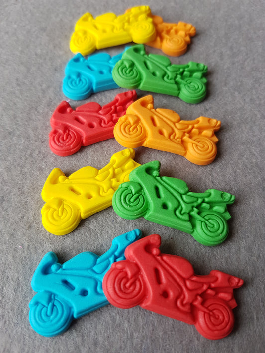 Motorbikes Colourful 10pcs Edible Cake Decorations