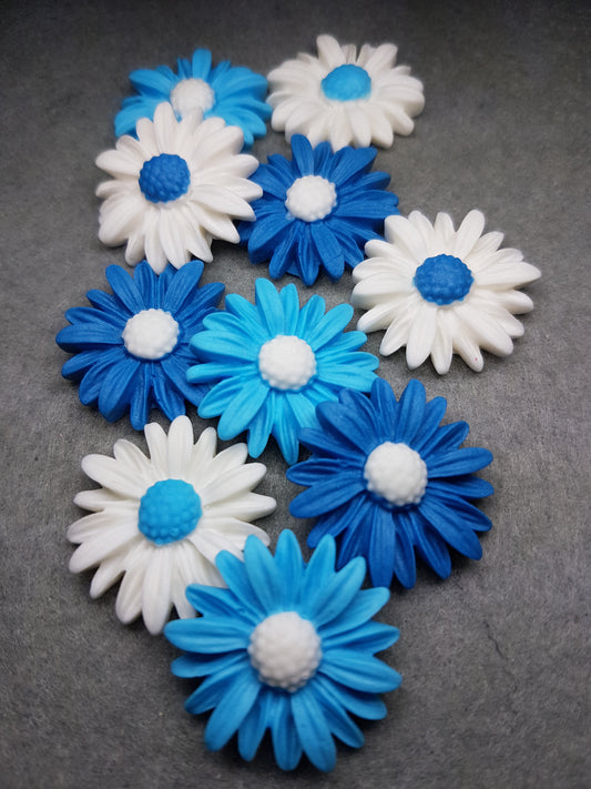 Daisy - Blue Mix Set 10pcs Edible Cake Decorations