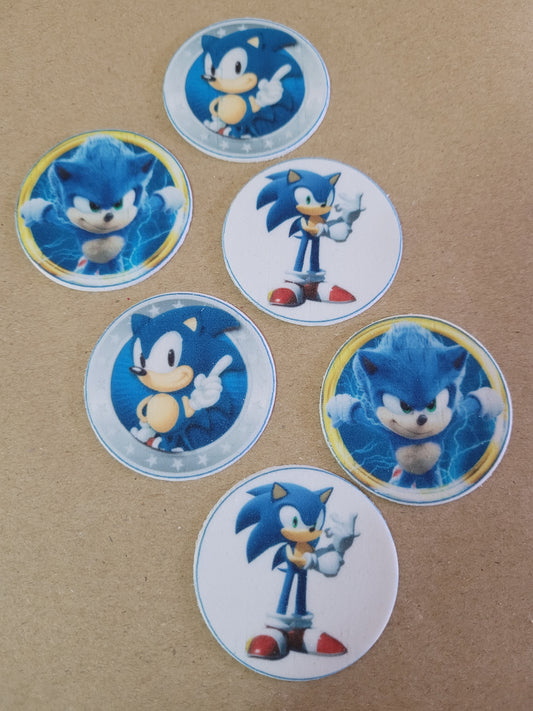 Sonic Theme Toppers 6pcs Edible Cake Decorations