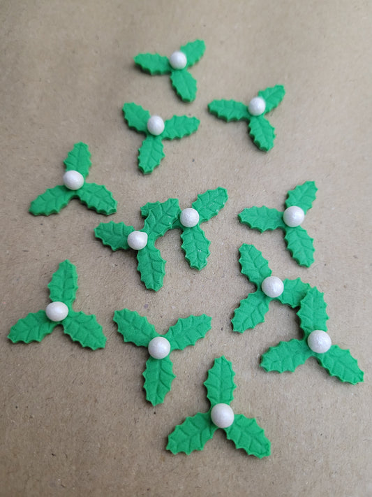 Small Holly Leaves 12pcs - White