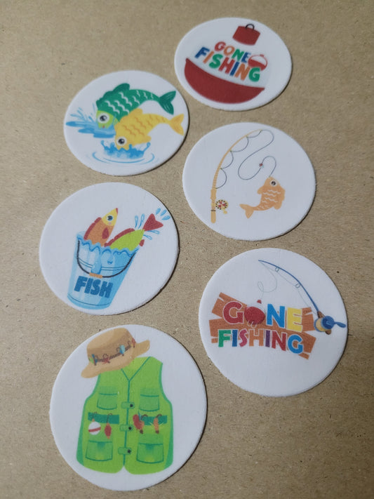 Gone Fishing Toppers 6pcs Edible Cake Decorations