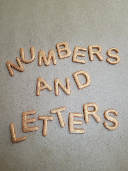 Gold Shimmer Letters & Numbers Edible Cake Decorations