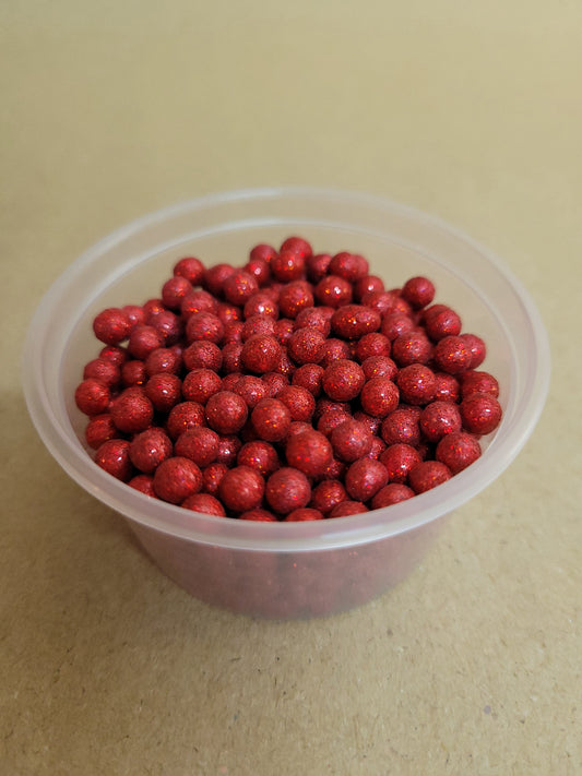 Red Glitter 4mm Pearls 60g