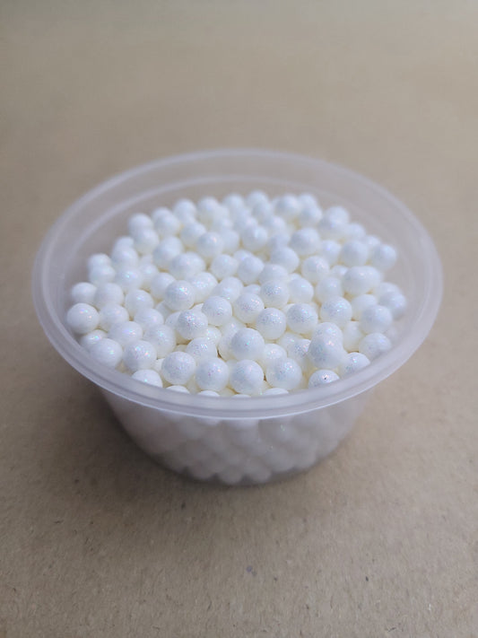 White Glitter 4mm Pearls 60g