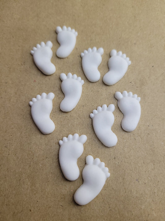 Baby Feet White 10pcs Edible Cake Decorations