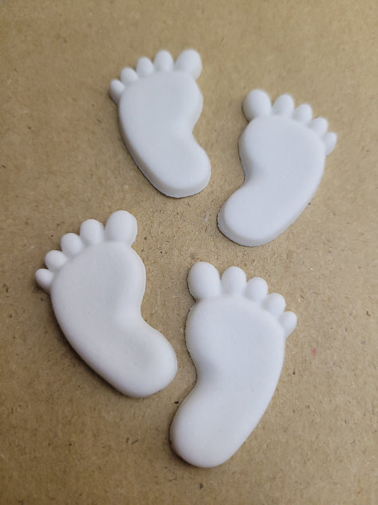 Baby Feet White Large 4pcs Edible Cake Decorations