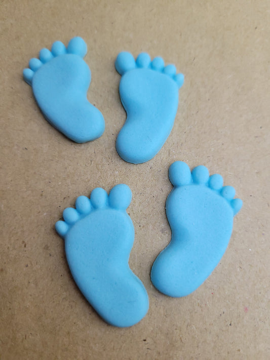 Baby Feet Blue Large 4pcs Edible Cake Decorations