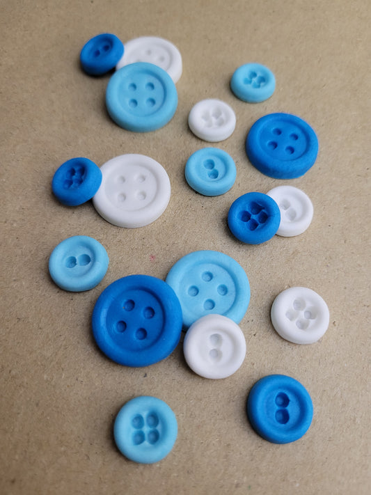 Button Set Blue 18pcs Edible Cake Decorations