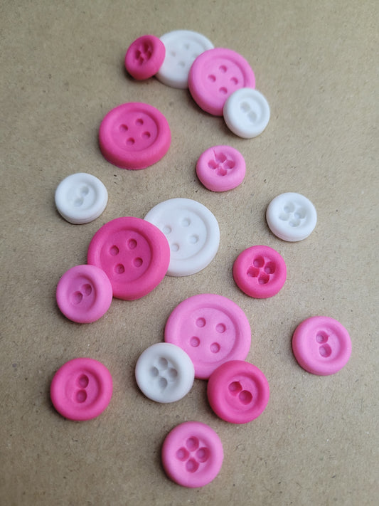 Button Set Pink 18pcs Edible Cake Decorations