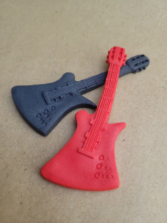 Electric Guitar - Red & Black 2pcs Edible Cake Decorations