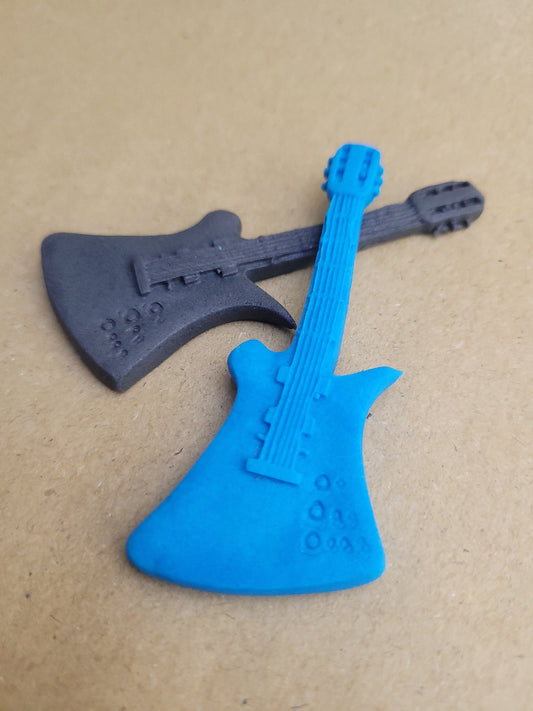 Electric Guitar - Blue & Black 2pcs Edible Cake Decorations