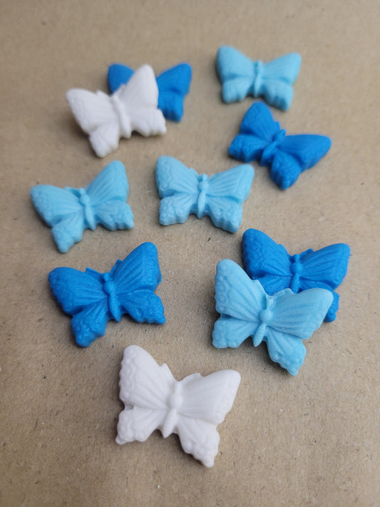 Butterflies Blue Mix Set 10pcs Edible Cake Decorations