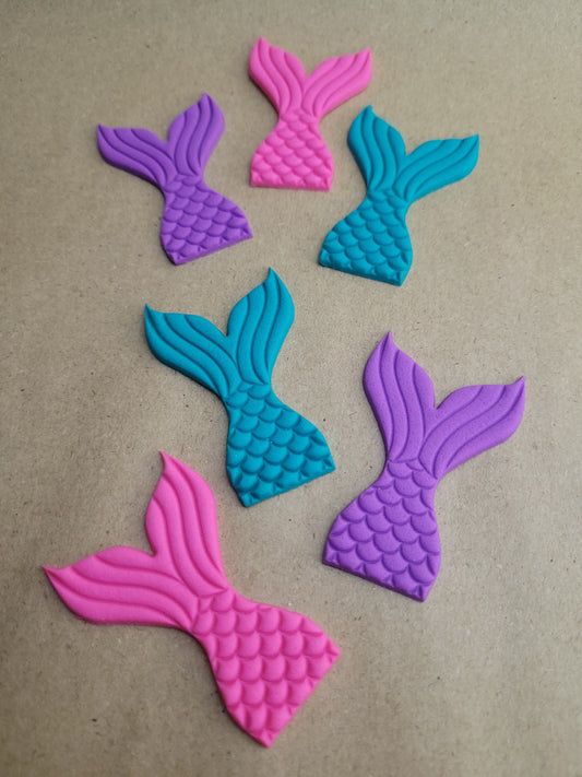 Mermaid Tails Colourful 6pcs Edible Cake Decorations