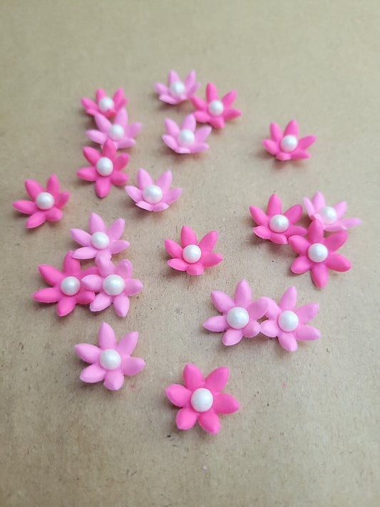 Mini Pink Mix Flowers 20pcs Edible Cake Decorations