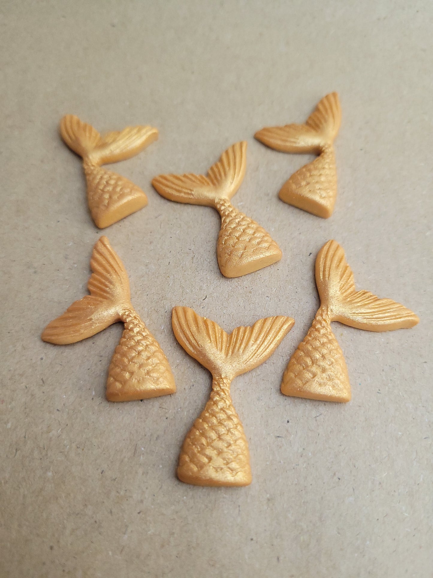 Mermaid Tails Gold Assorted 6pcs Edible Cake Decorations