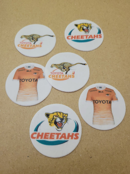 Rugby Theme Cheetahs Toppers 6pcs Edible Cake Decorations