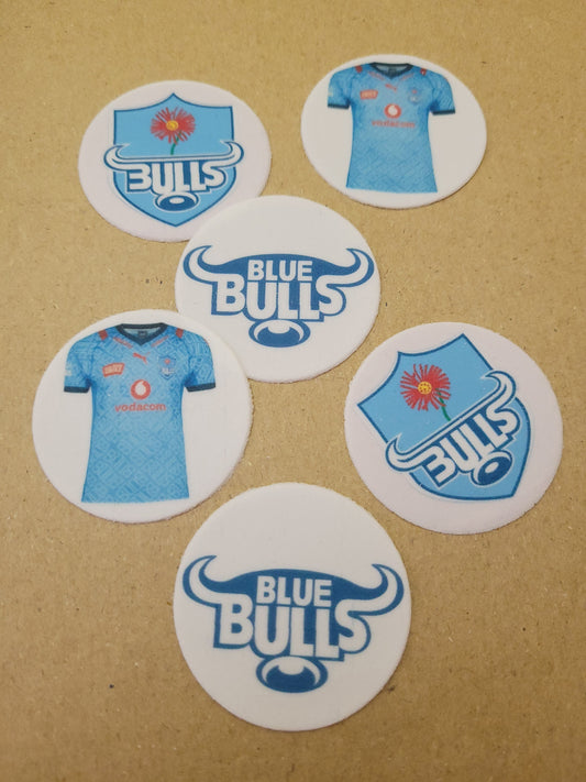 Rugby Theme Bulls Toppers 6pcs Edible Cake Decorations