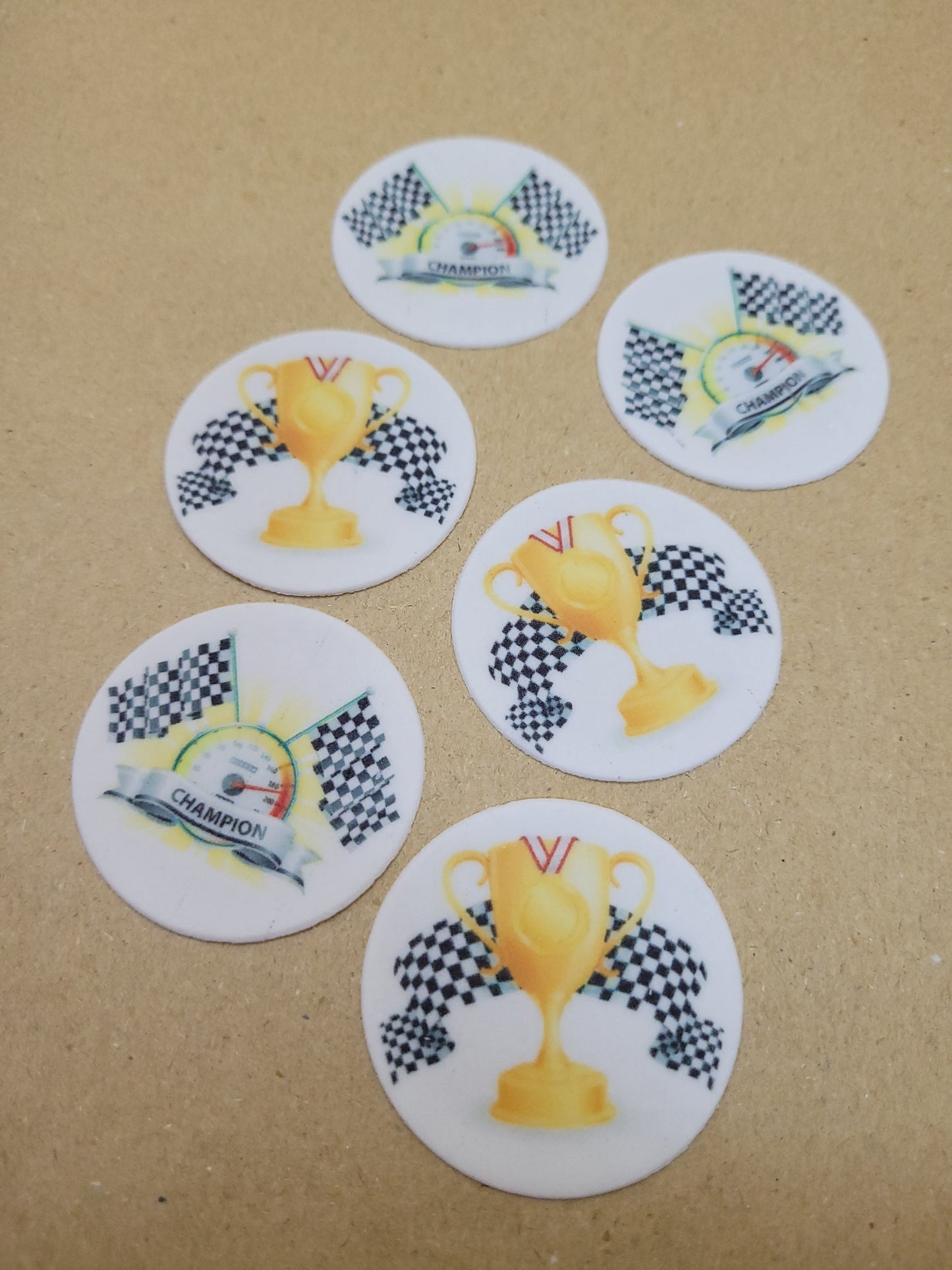 Racing Flag Theme Toppers 6s Edible Cake Decorations