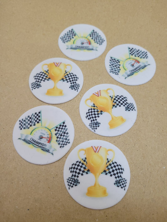 Racing Flag Theme Toppers 6s Edible Cake Decorations