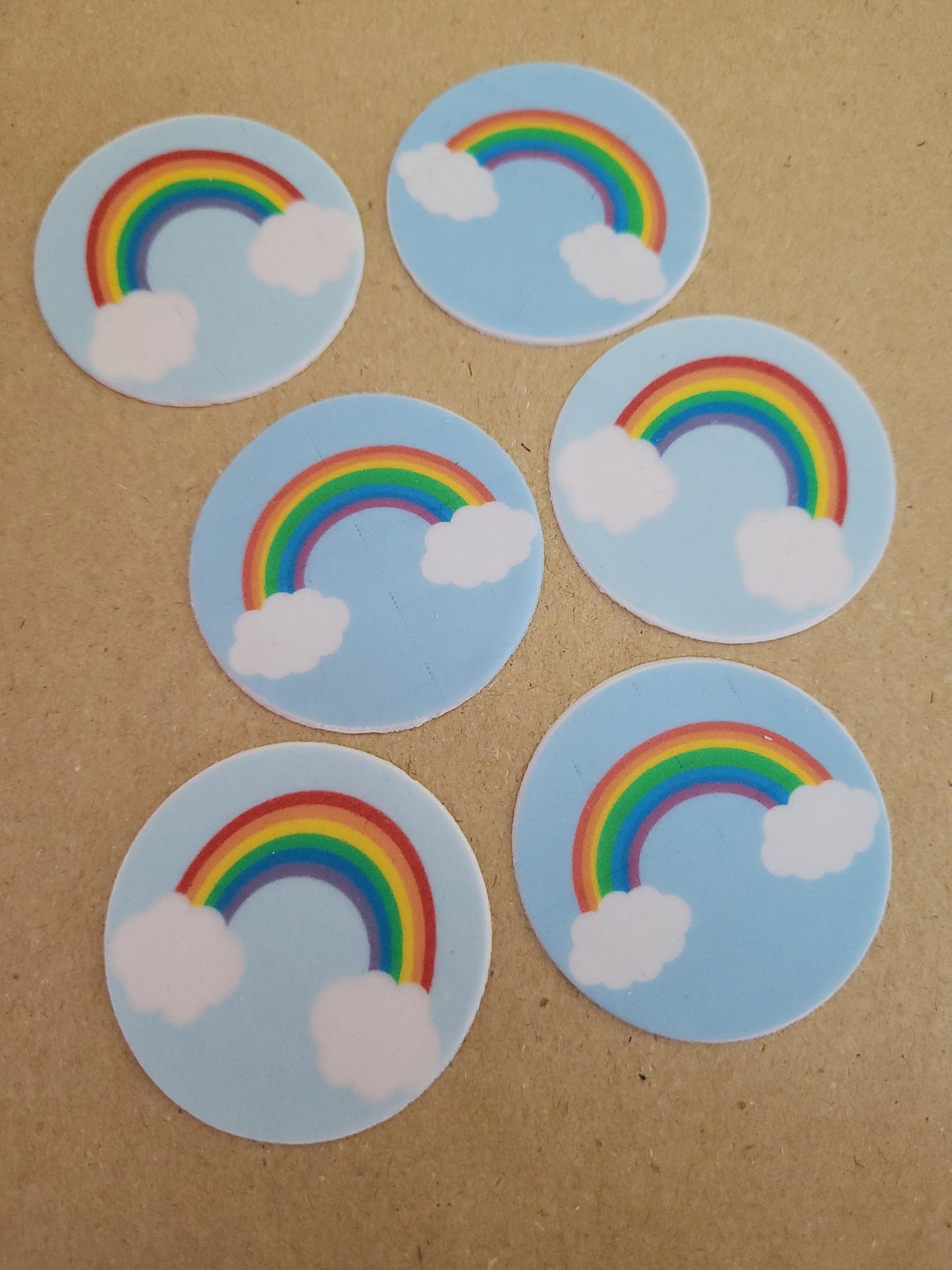 Rainbow Theme #01 Cupcake Toppers 6pcs Edible Cake Decorations