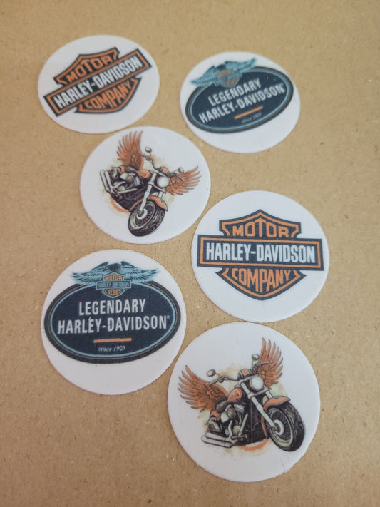 Harley Davidson Theme Toppers 6pcs Edible Cake Decorations