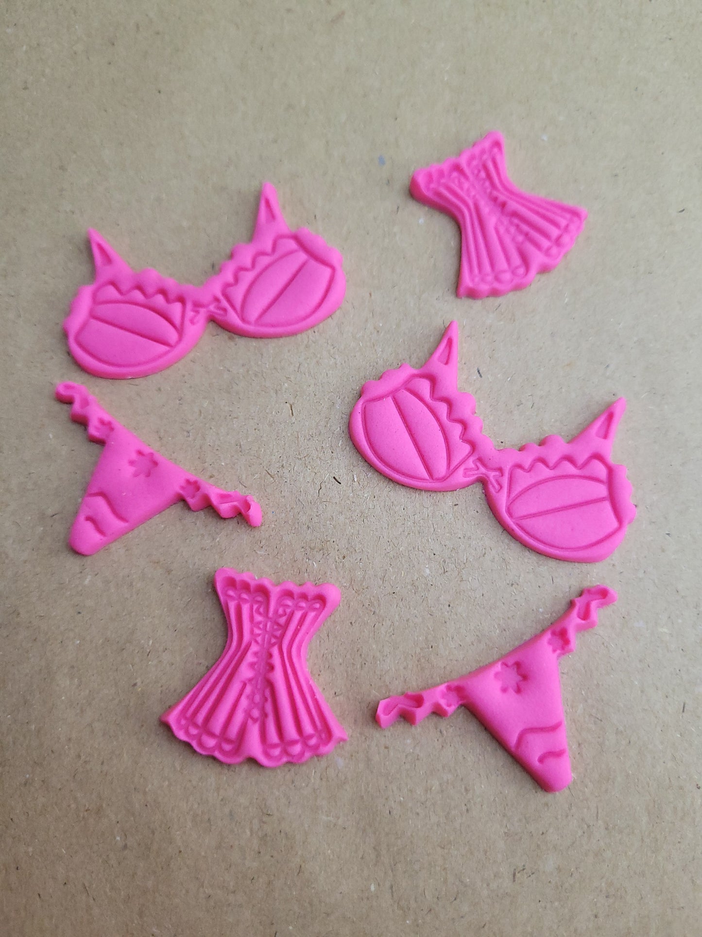 Lingerie Set Assorted Colours 6pcs Edible Cake Decorations