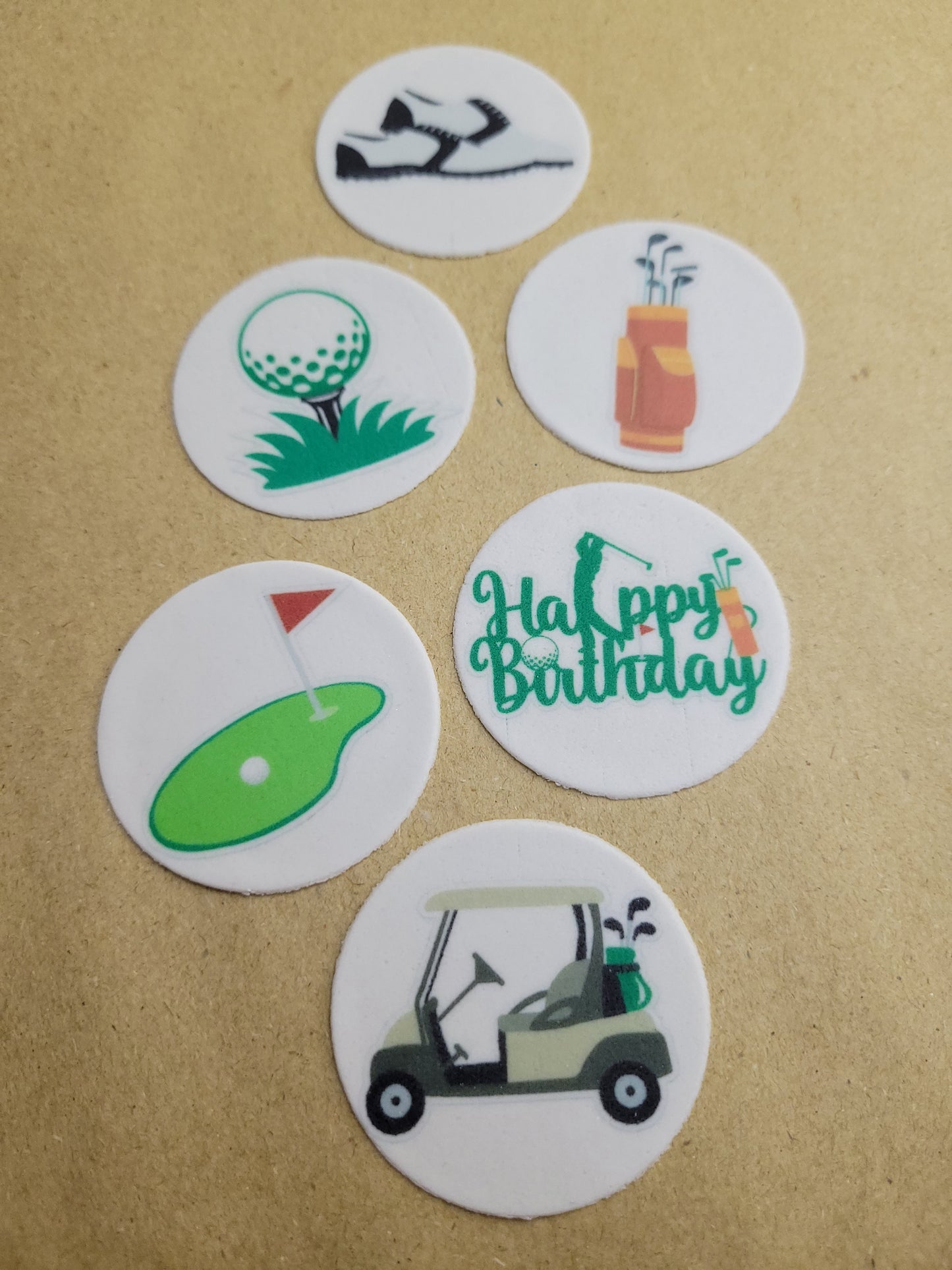 Golf Theme Toppers 6pcs Edible Cake Decorations