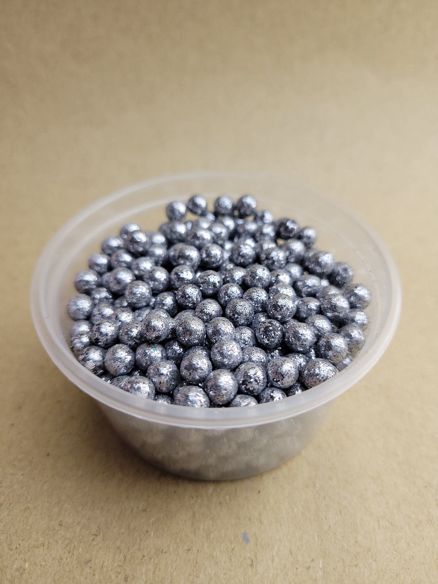 Silver Glitter 4mm Pearls 60g