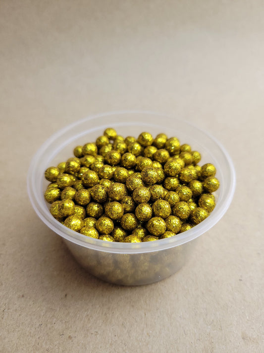 Gold Glitter 4mm Pearls 60g