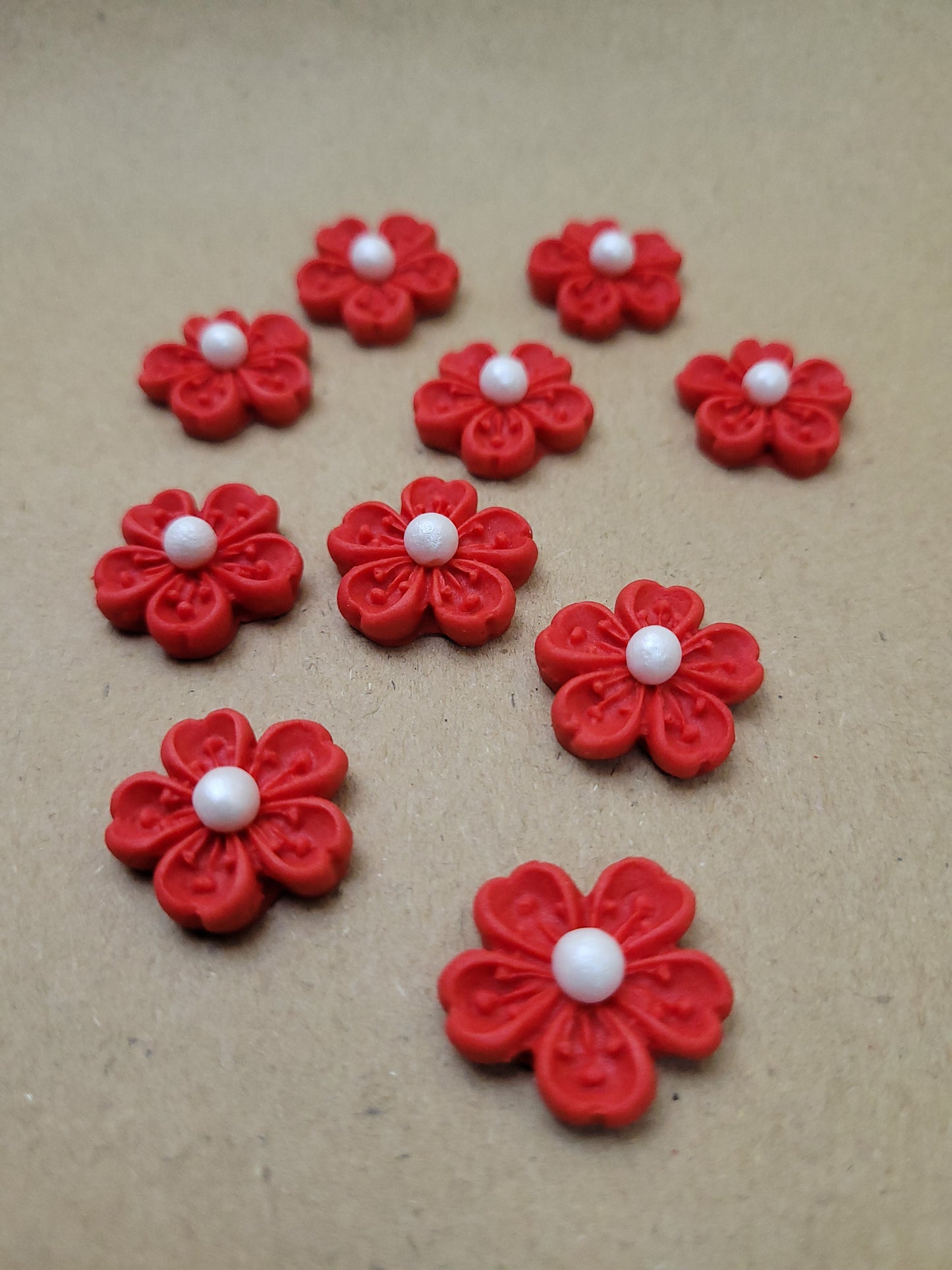 Cherry Blossom Flower - Red 10pcs Edible Cake Decorations