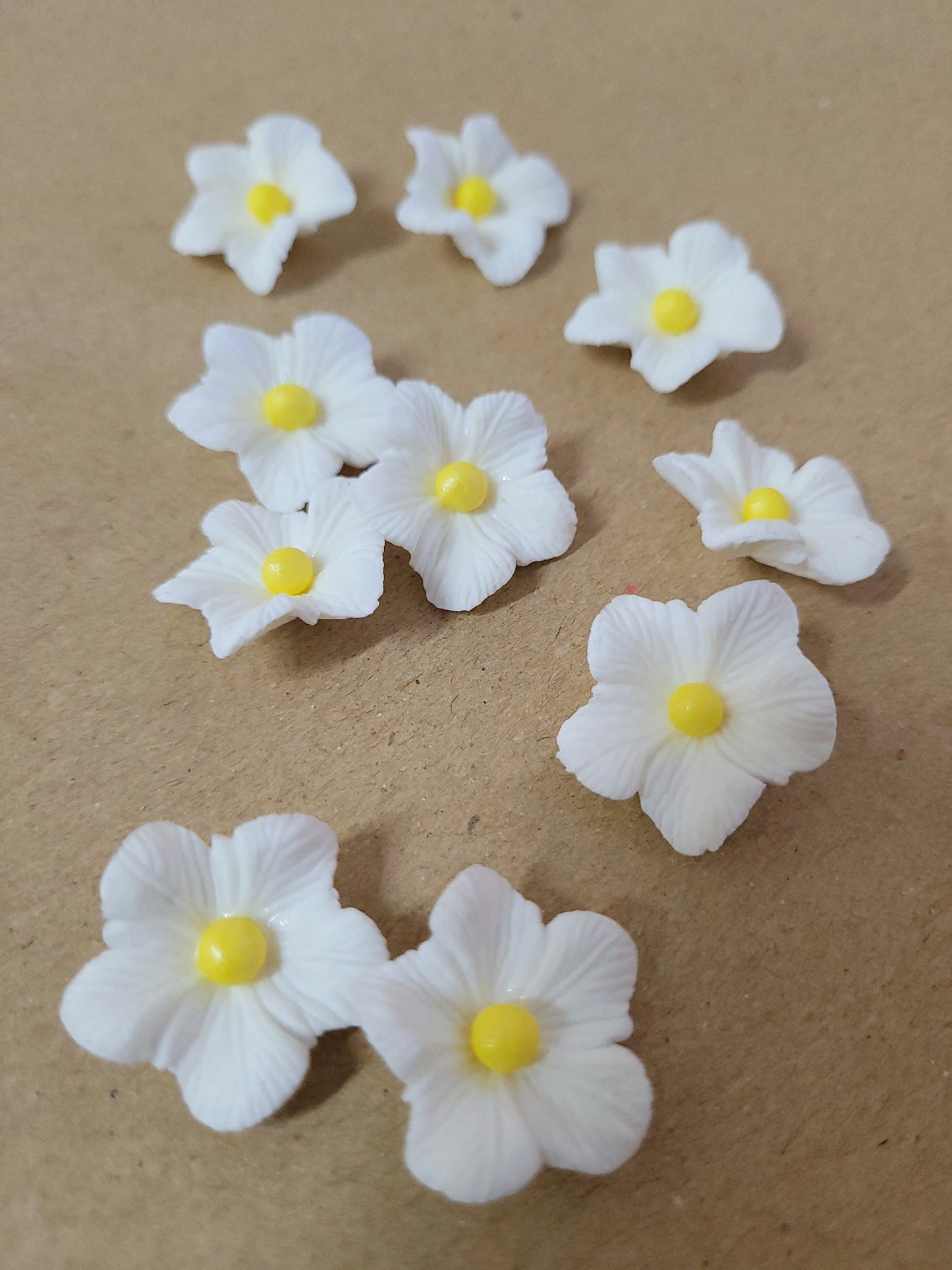 Vained Flower White - Yellow Pearl 10pcs Edible Cake Decorations