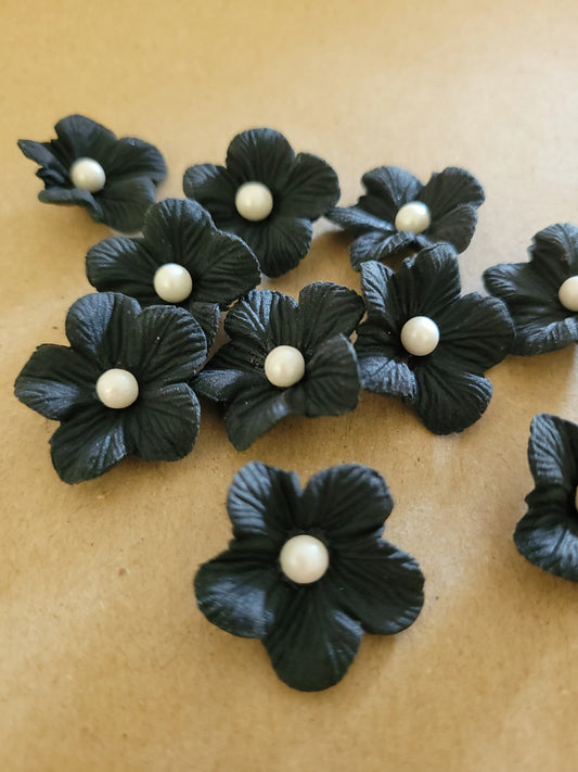 Vained Flower Black 10pcs Edible Cake Decorations