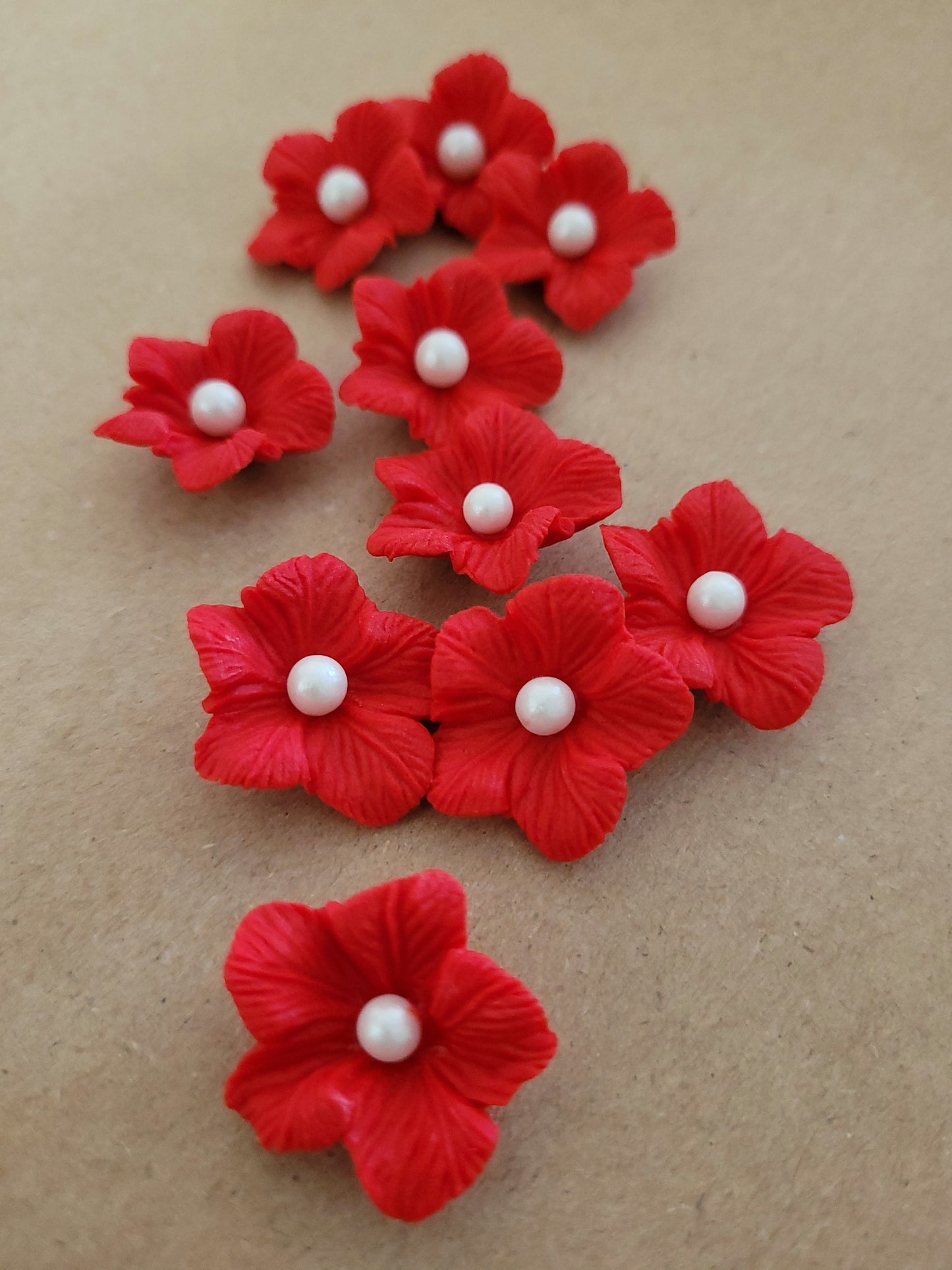 Vained Flower Red 10pcs Edible Cake Decorations