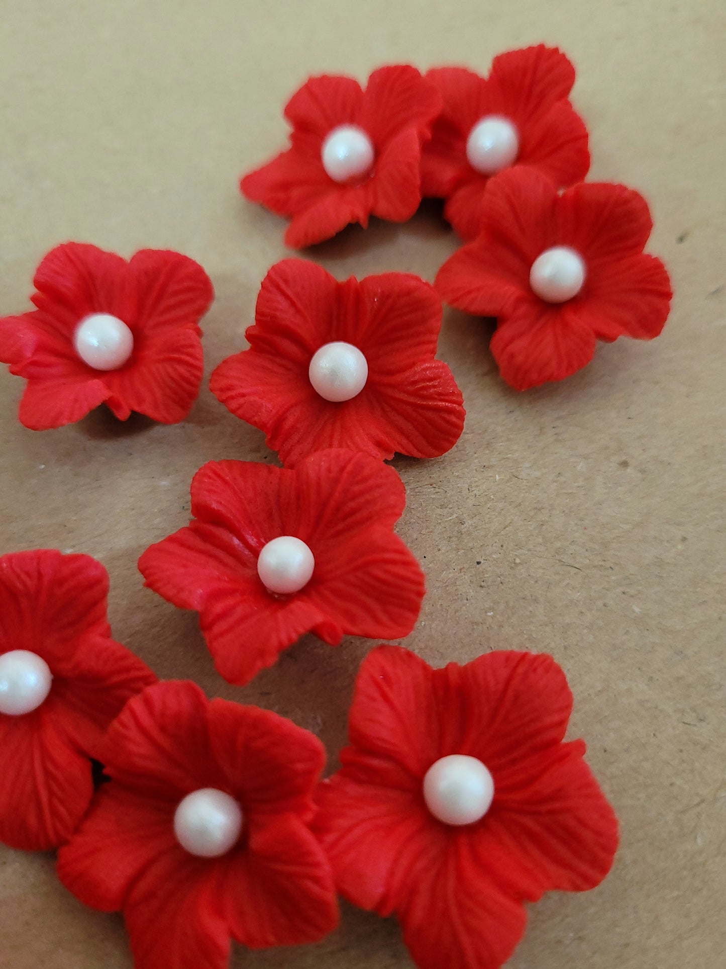 Vained Flower Red 10pcs Edible Cake Decorations