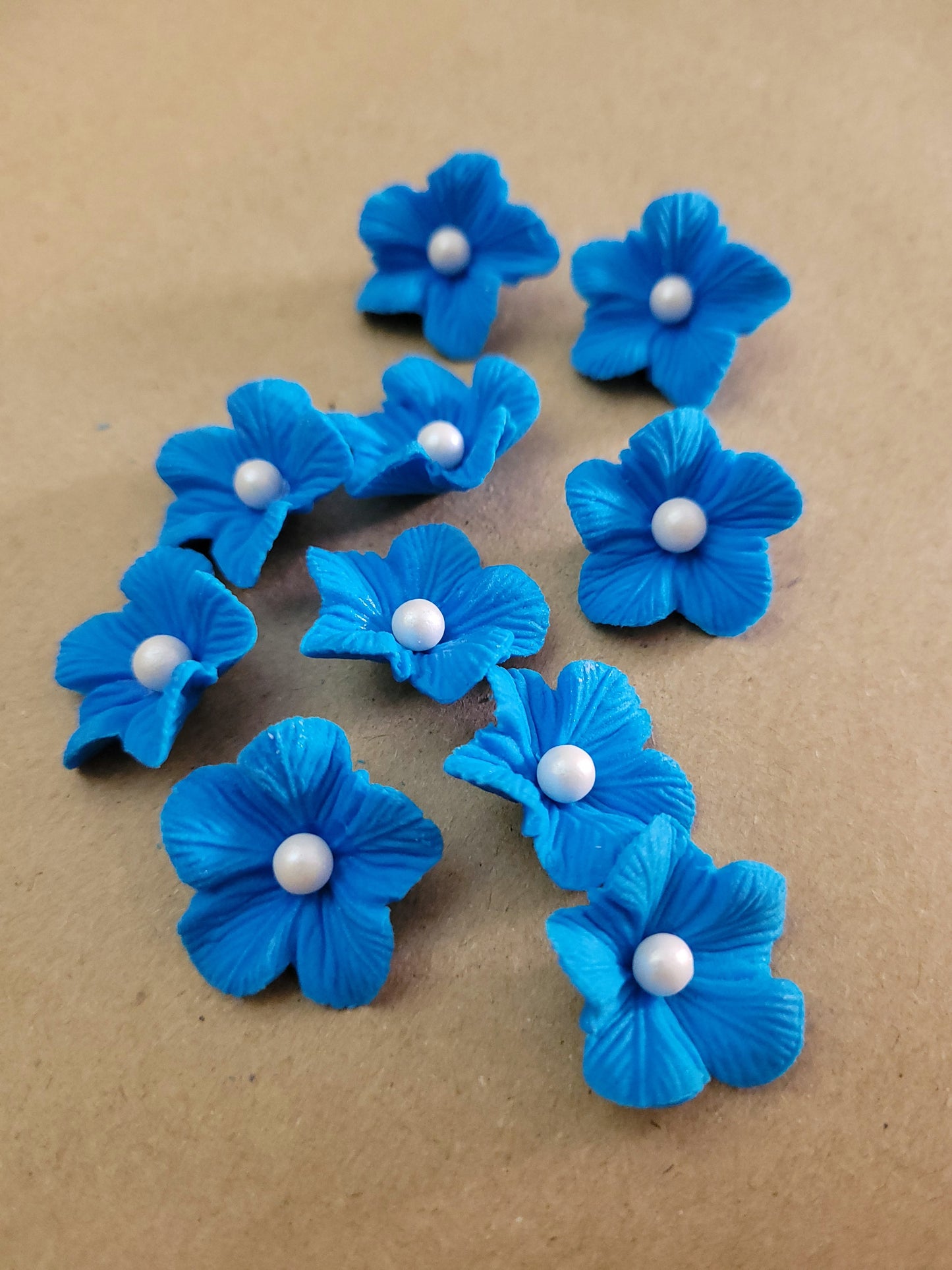 Vained Flower Blue 10pcs Edible Cake Decorations