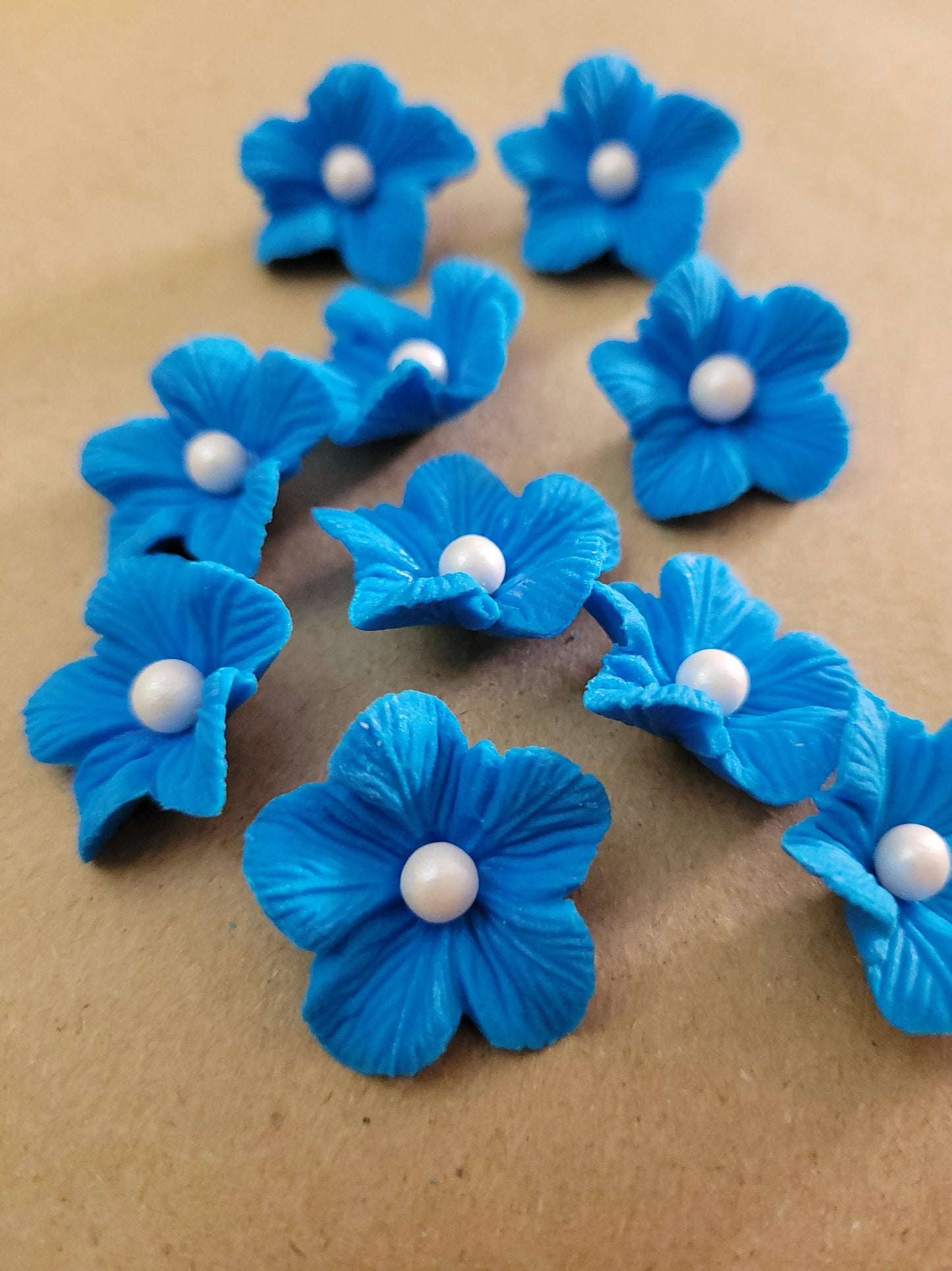 Vained Flower Blue 10pcs Edible Cake Decorations