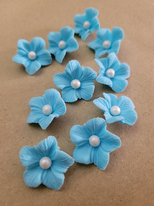 Vained Flower Light Blue 10pcs Edible Cake Decorations