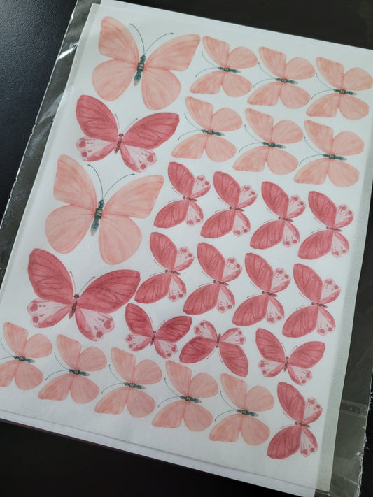 Wafer Paper Butterflies A4 Sheet - Pink