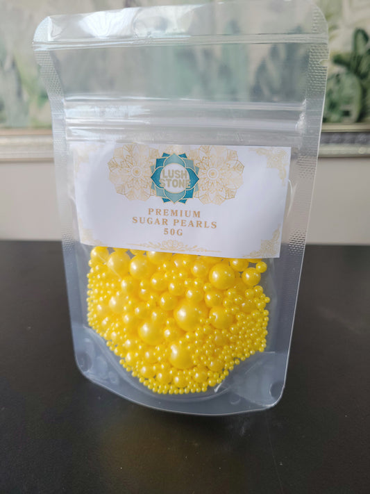 Premium Sugar Pearls 50g Yellow