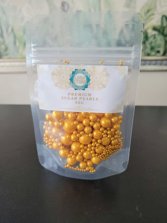 Premium Sugar Pearls 50g Gold