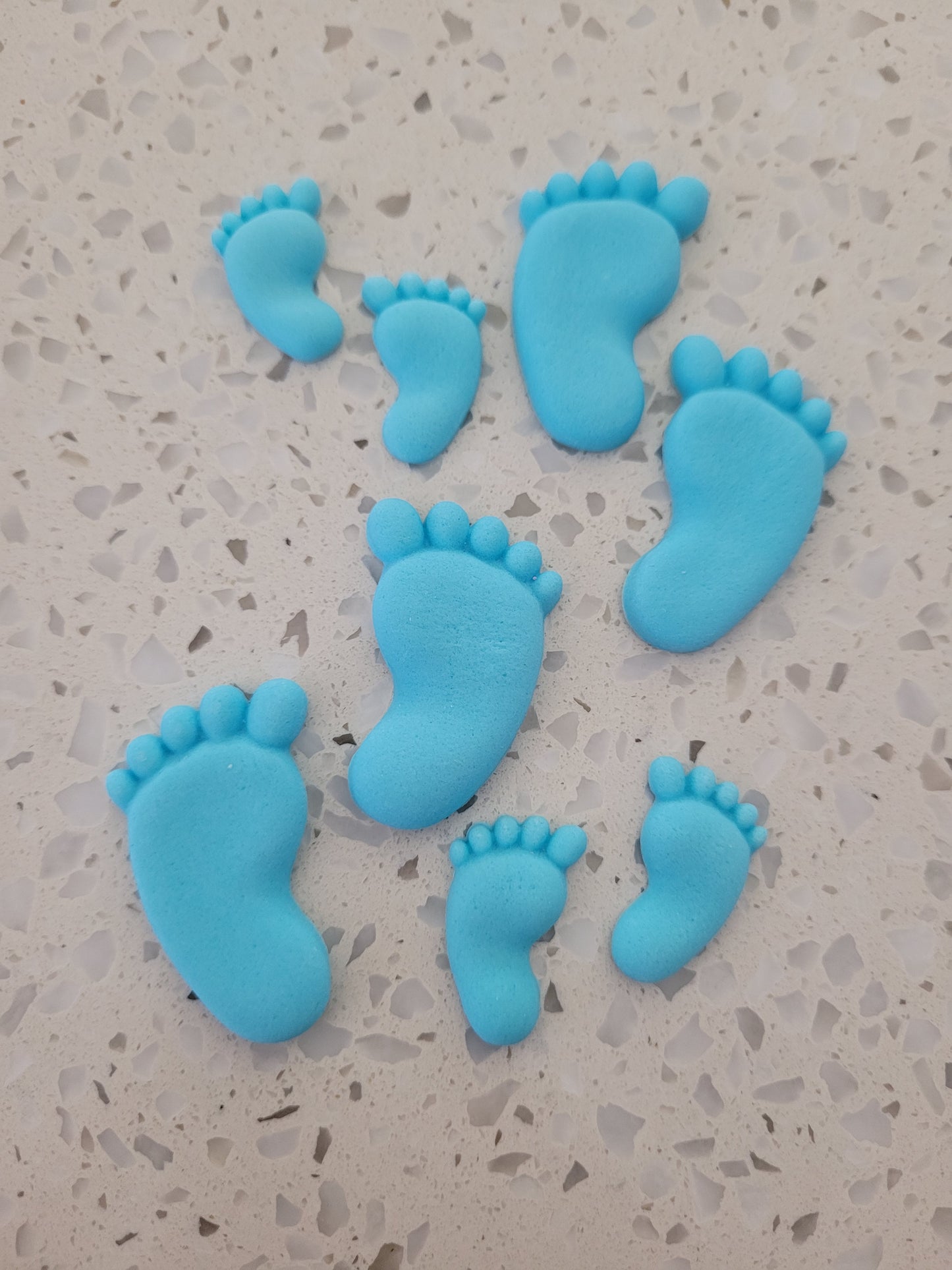 Baby Feet Blue Large & Small 8pcs Edible Cake Decorations