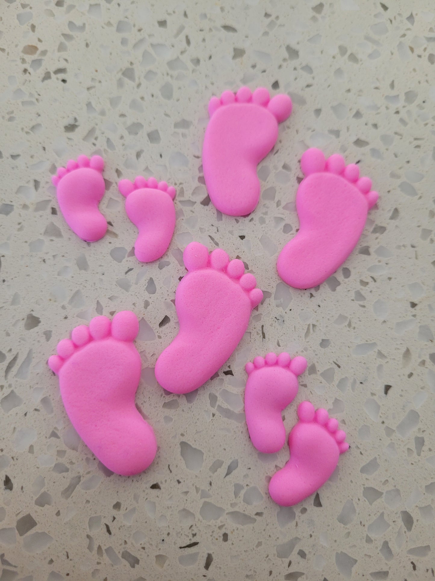 Baby Feet Pink Large & Small 8pcs Edible Cake Decorations