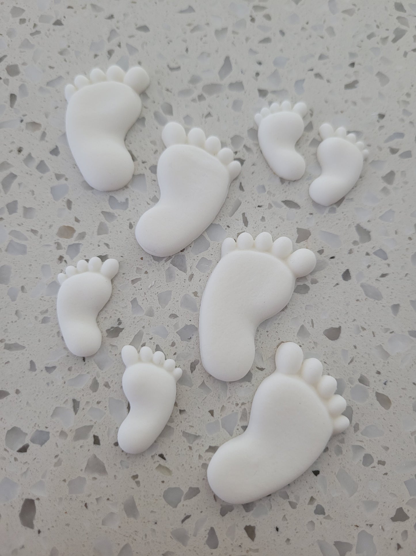 Baby Feet White Large & Small 8pcs Edible Cake Decorations