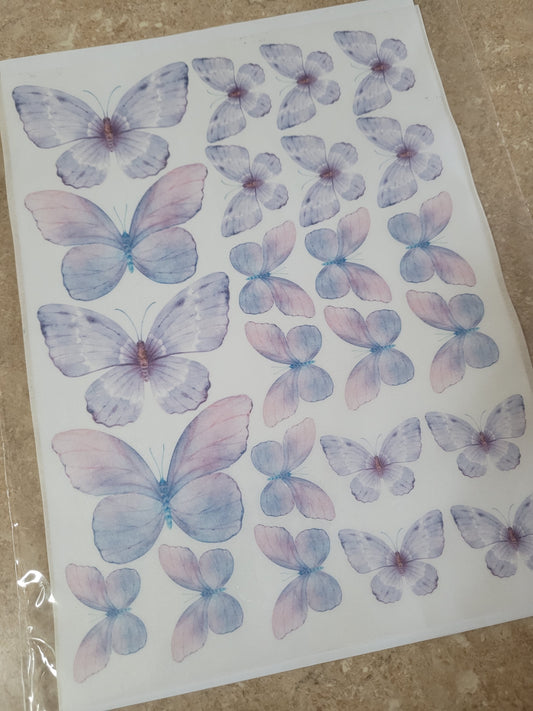 Wafer Paper Butterflies A4 Sheet - Purple