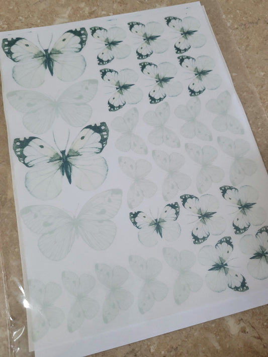 Wafer Paper Butterflies A4 Sheet - White