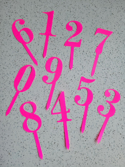 9cm Number Cake Topper - Bright Pink