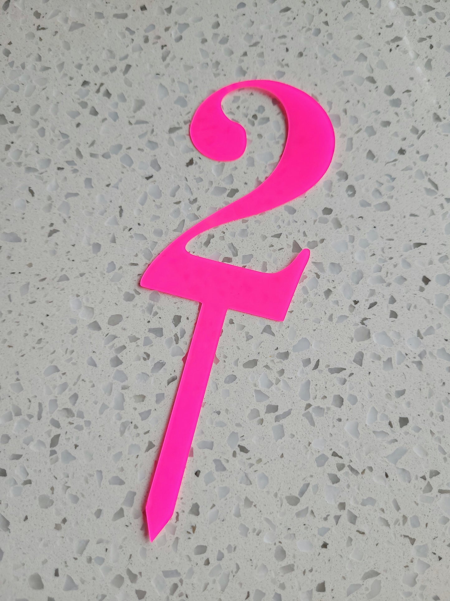 9cm Number Cake Topper - Bright Pink