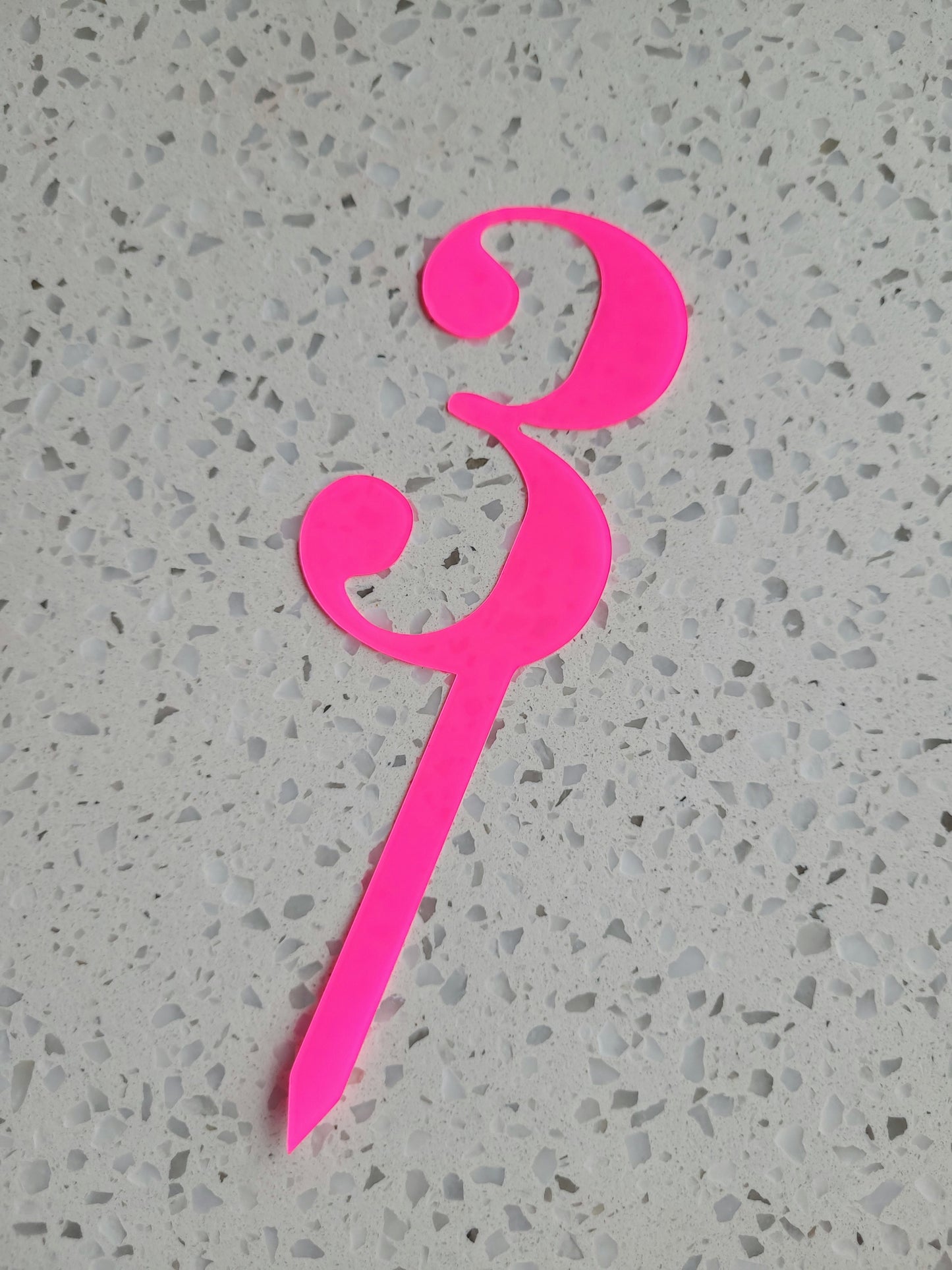 9cm Number Cake Topper - Bright Pink