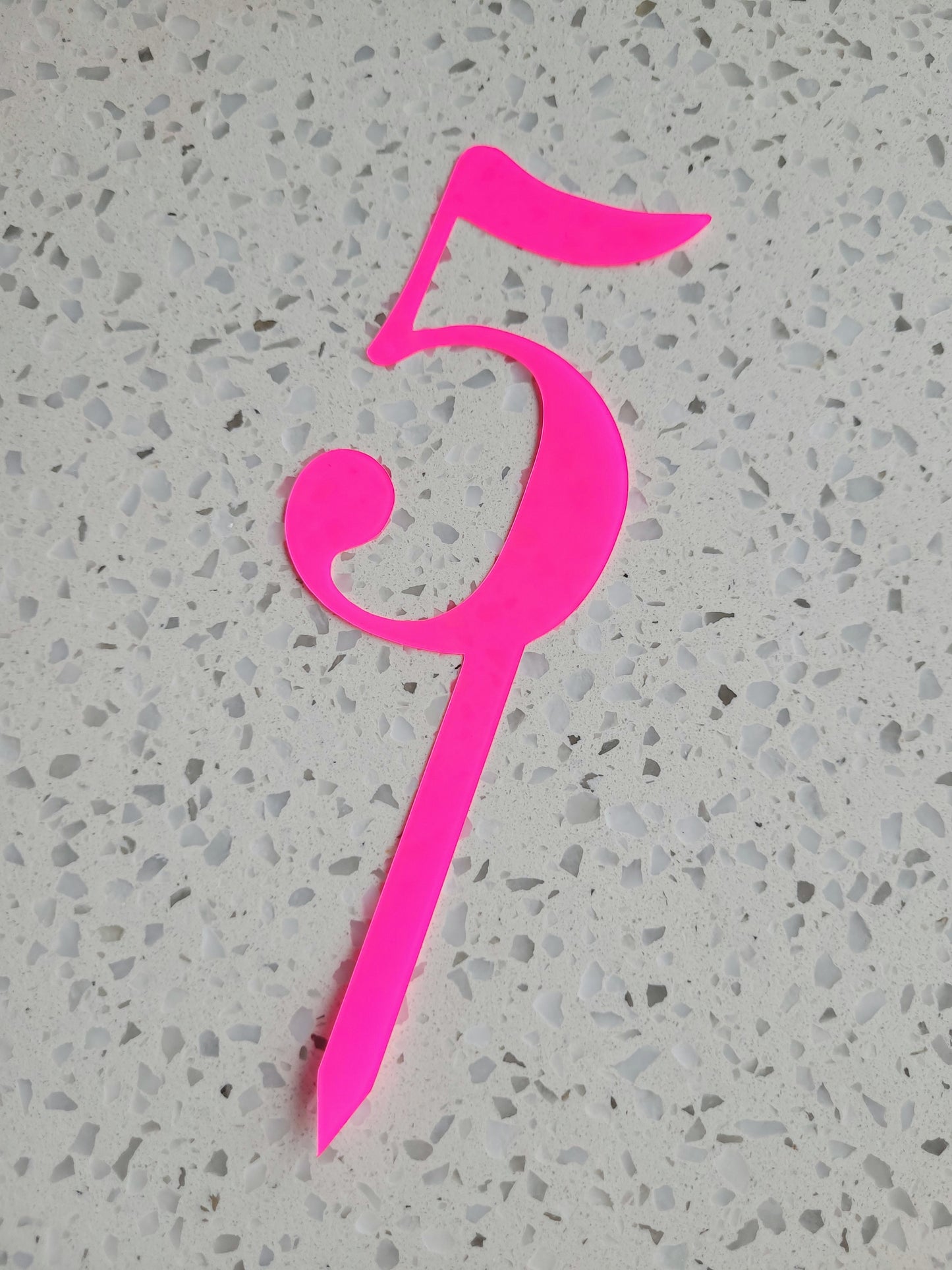 9cm Number Cake Topper - Bright Pink